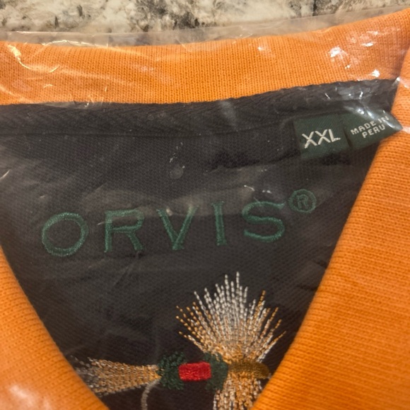 Orvis Men's Vibrant Orange Polo Shirt - Picture 3 of 4